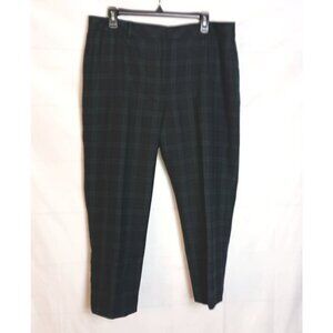 Talbots Heritage Wool Blend Green Plaid Cropped Dress Pants Size 14 Lined